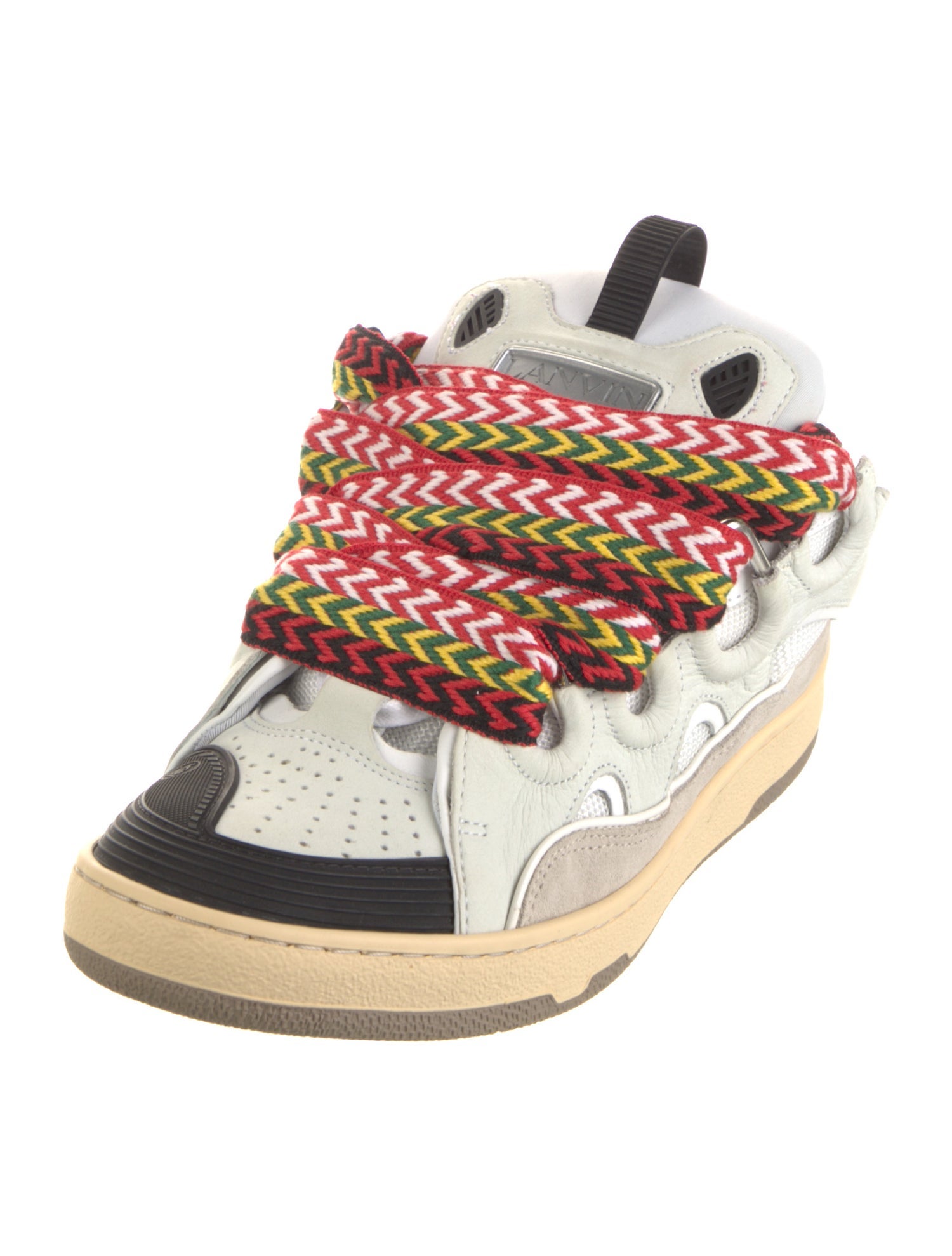Lanvin Leather Colorblock Pattern Sneakers