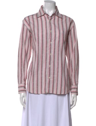 Lanvin Striped Long Sleeve Button-Up Top