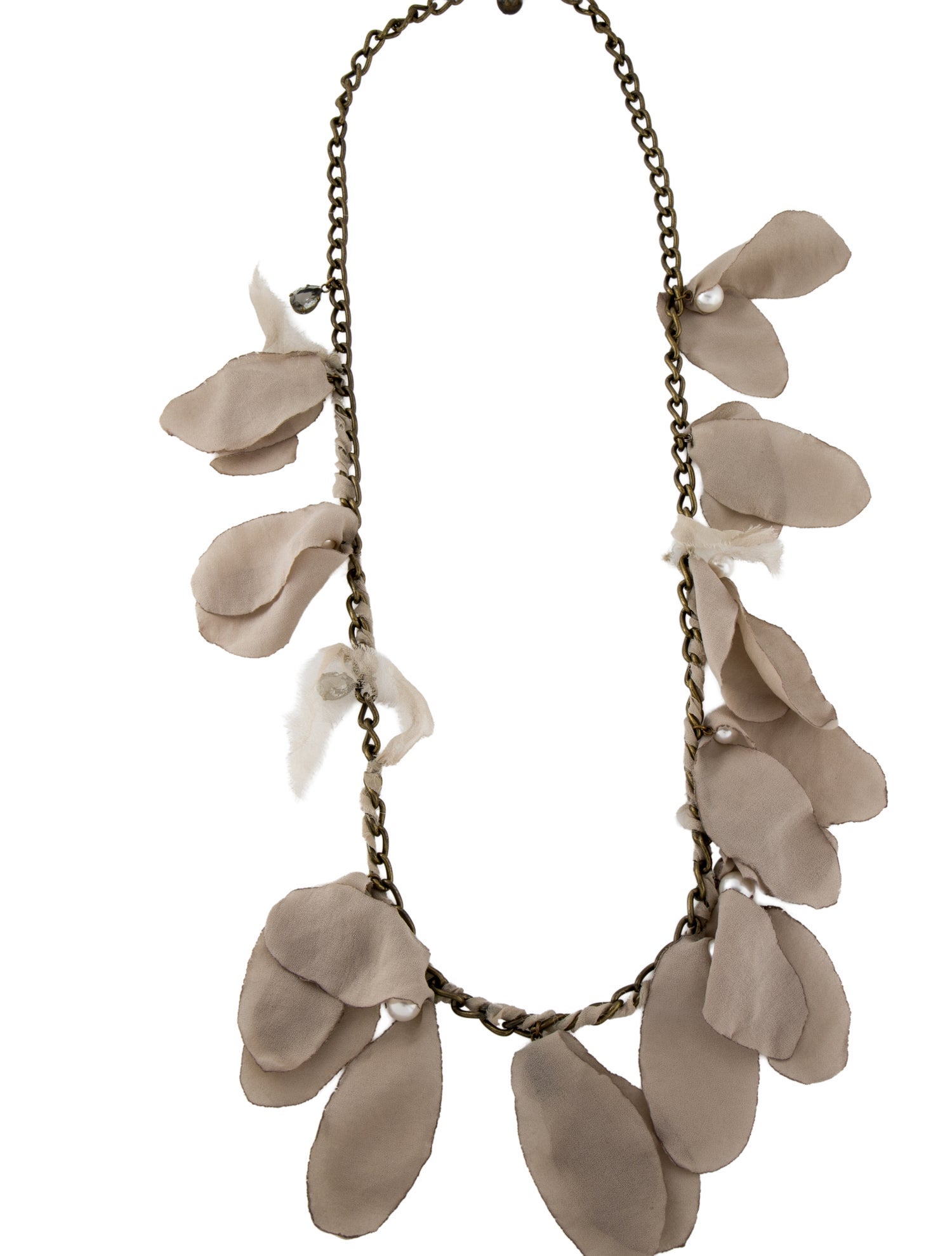 Lanvin Lanvin Crystal, Faux Pearl & Silk "Collier Sautoir Petales" Station Necklace