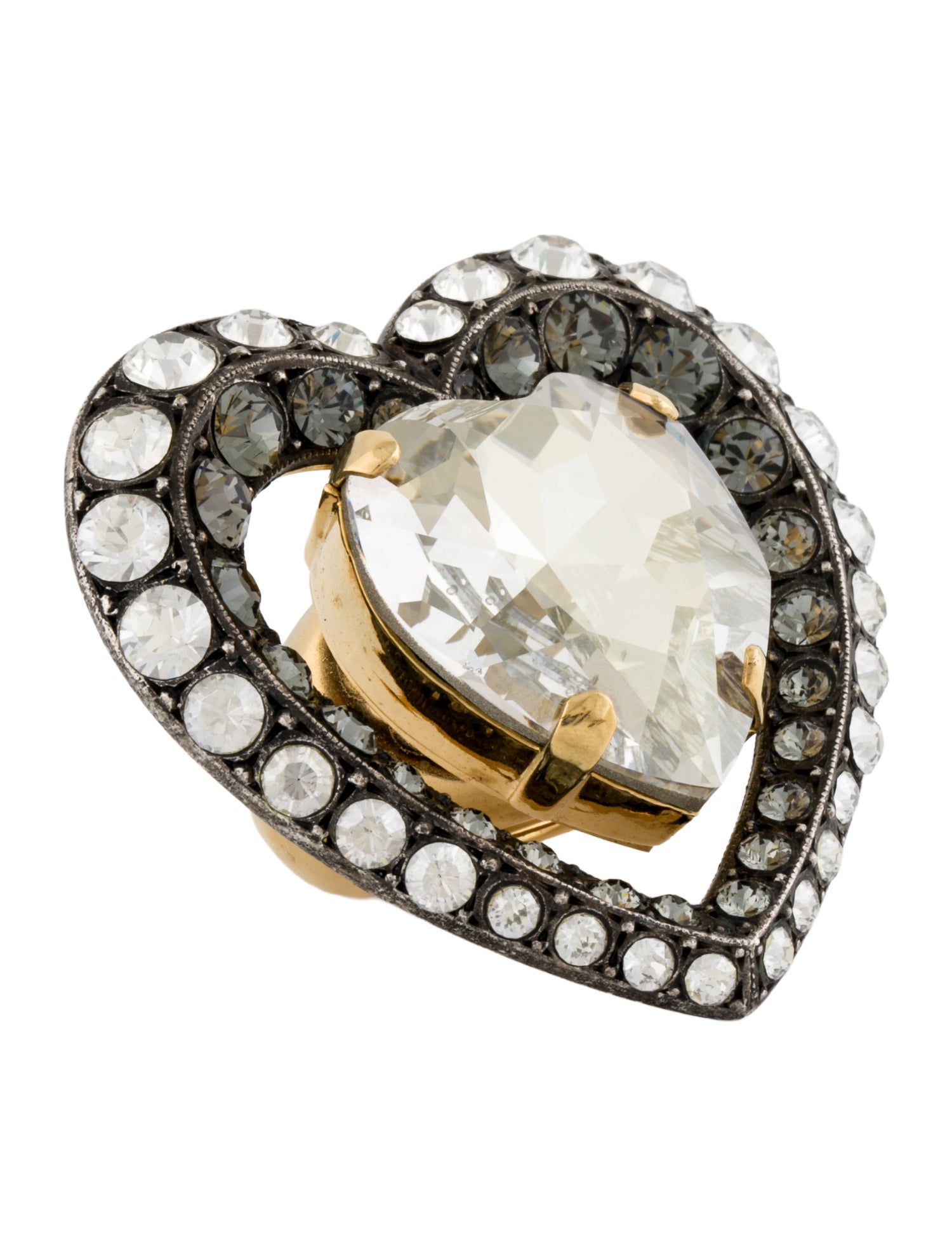 Lanvin Crystal Mira Heart Cocktail Ring