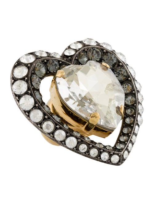 Lanvin Crystal Mira Heart Cocktail Ring