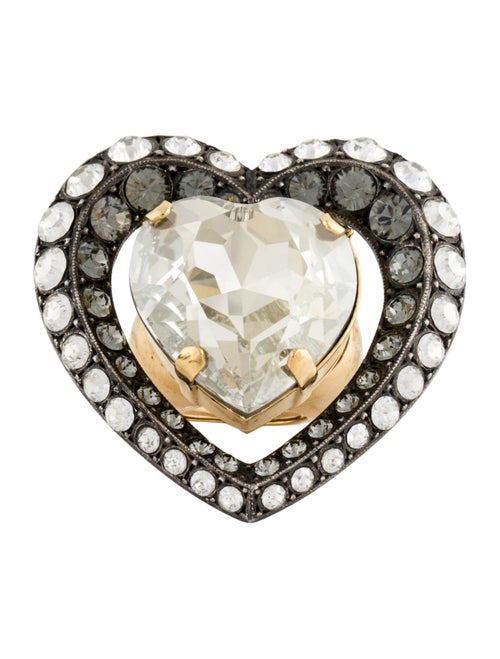 Lanvin Crystal Mira Heart Cocktail Ring