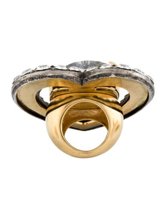 Lanvin Crystal Mira Heart Cocktail Ring