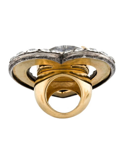 Lanvin Crystal Mira Heart Cocktail Ring
