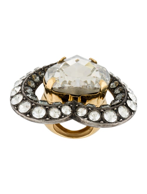 Lanvin Crystal Mira Heart Cocktail Ring