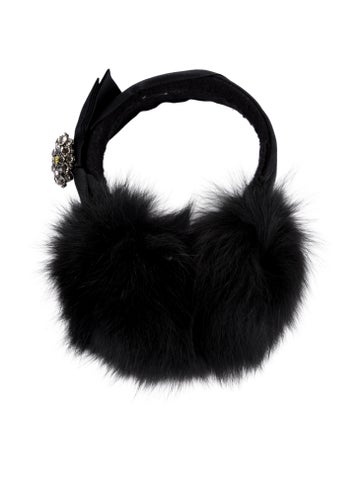 Lanvin Winter Accessories Crystal-Embellished Fox Earmuffs
