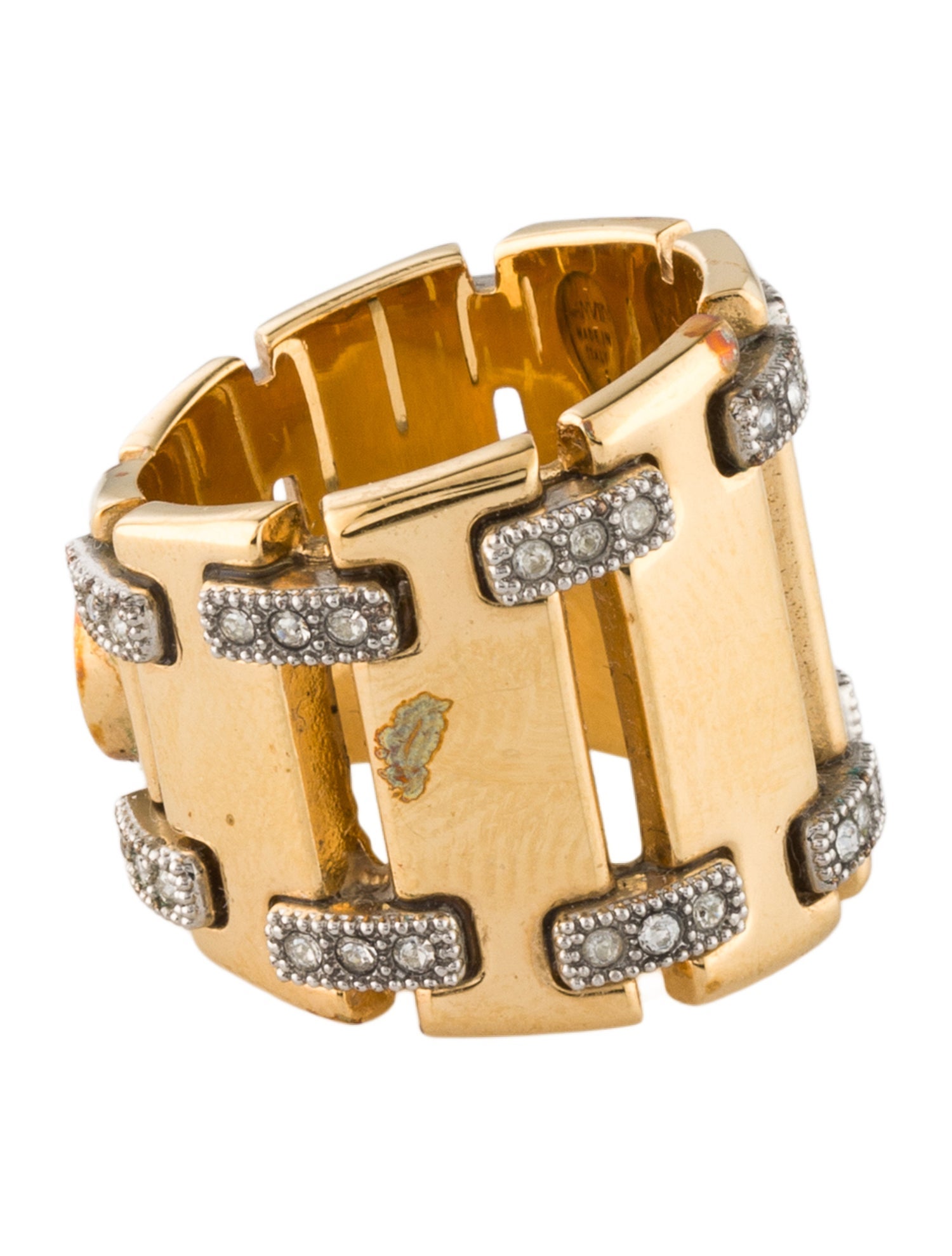 Lanvin Crystal Gourmette Band Ring