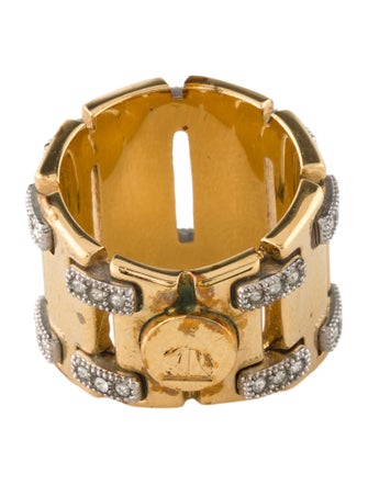 Lanvin Crystal Gourmette Band Ring