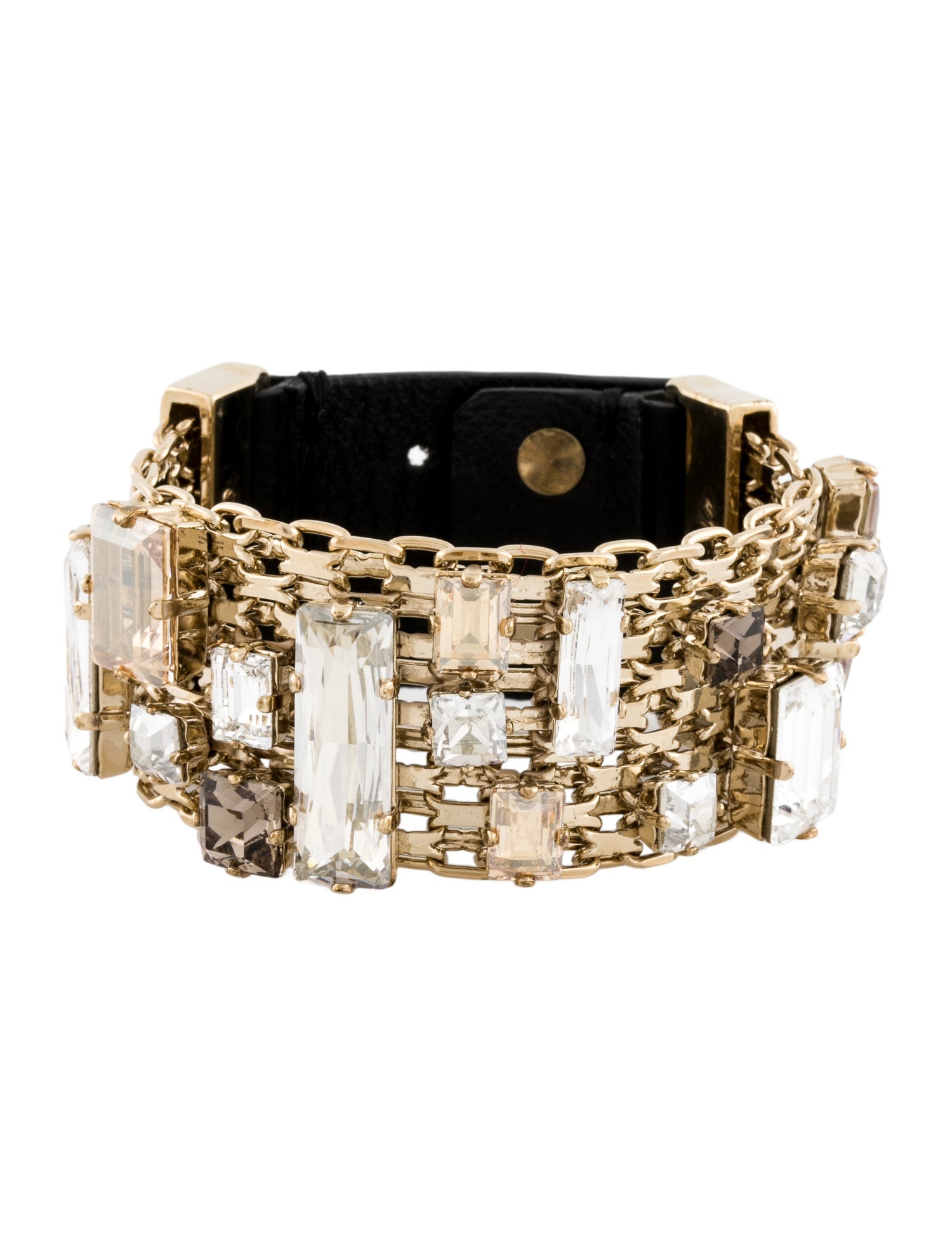 Lanvin Leather & Crystal Wrap Bracelet