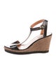 Lanvin Patent Leather Grosgrain Trim T-Strap Sandals