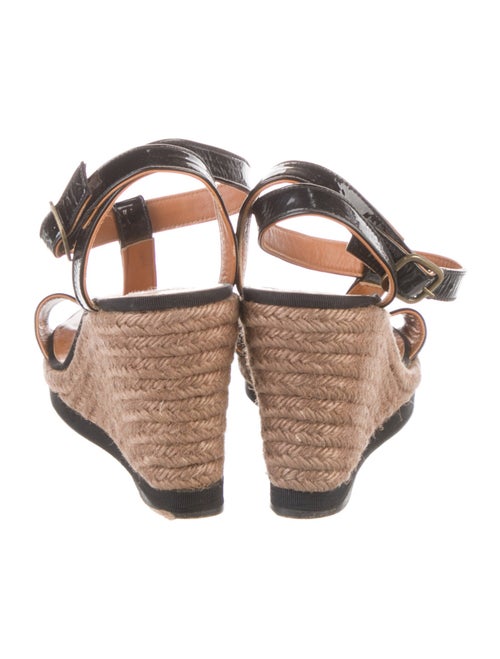 Lanvin Patent Leather Grosgrain Trim T-Strap Sandals