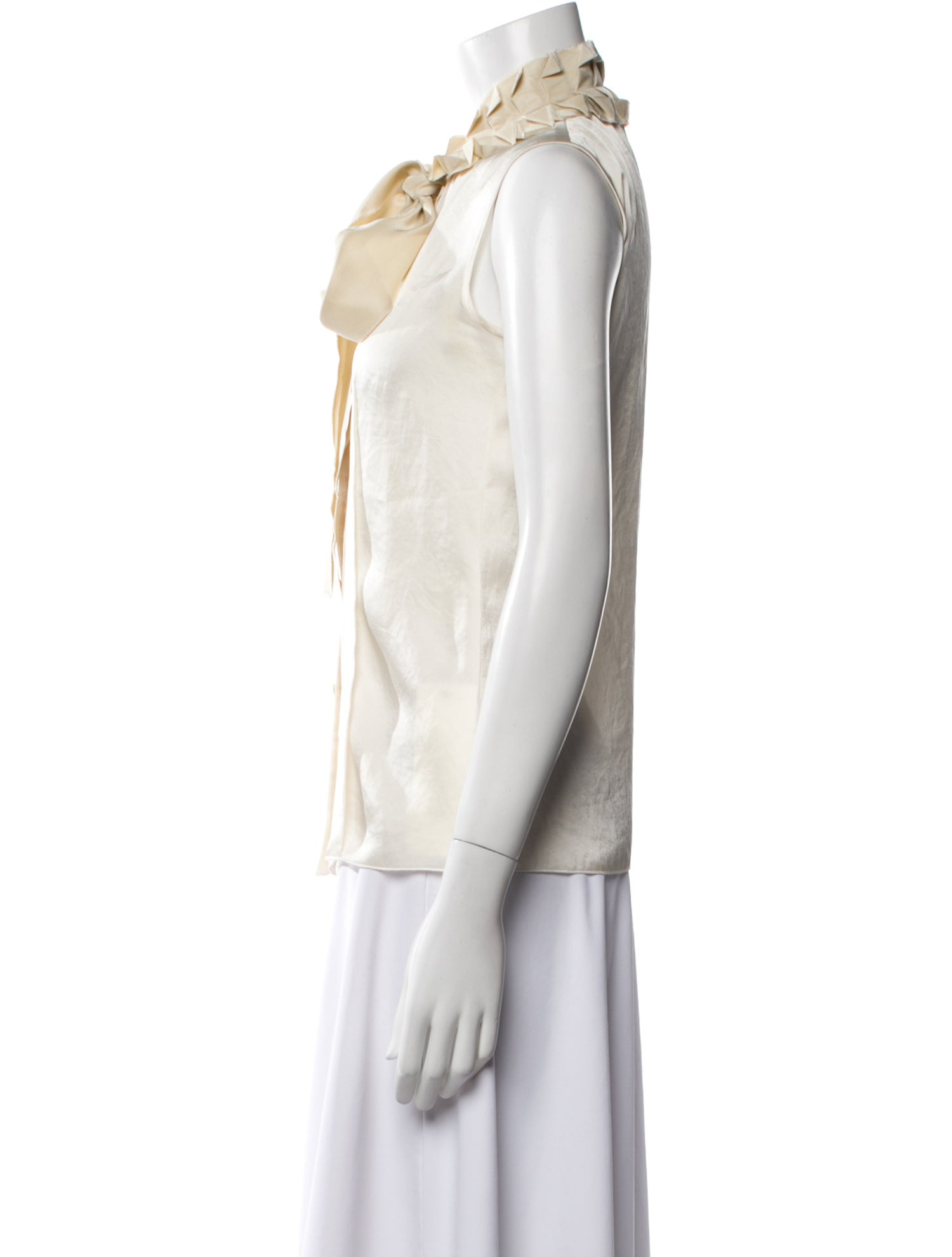 Lanvin Tie Neck Sleeveless Button-Up Top