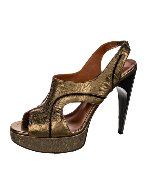 Lanvin Leather Animal Print Slingback Pumps