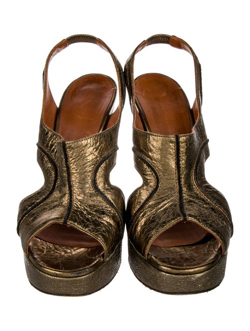 Lanvin Leather Animal Print Slingback Pumps