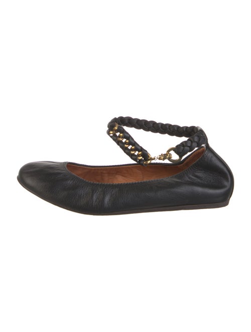 Lanvin Leather Chain-Link Accents Ballet Flats