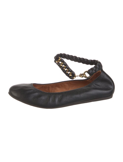 Lanvin Leather Chain-Link Accents Ballet Flats