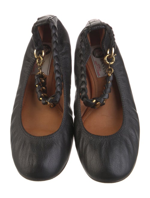 Lanvin Leather Chain-Link Accents Ballet Flats