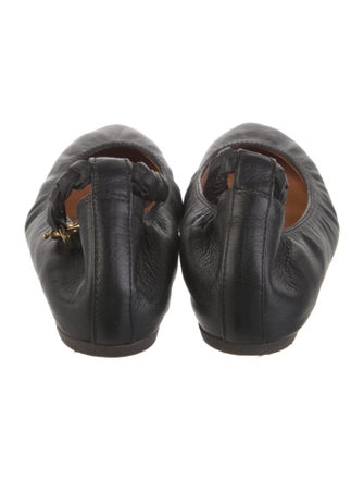 Lanvin Leather Chain-Link Accents Ballet Flats