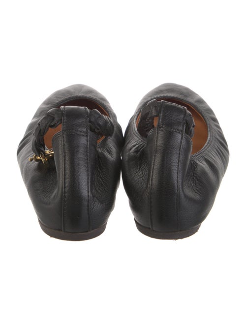Lanvin Leather Chain-Link Accents Ballet Flats