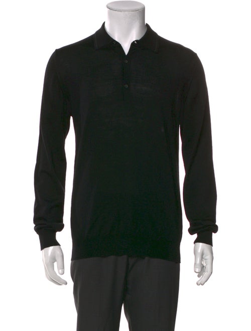 Lanvin Wool Mock Neck Polo Sweater