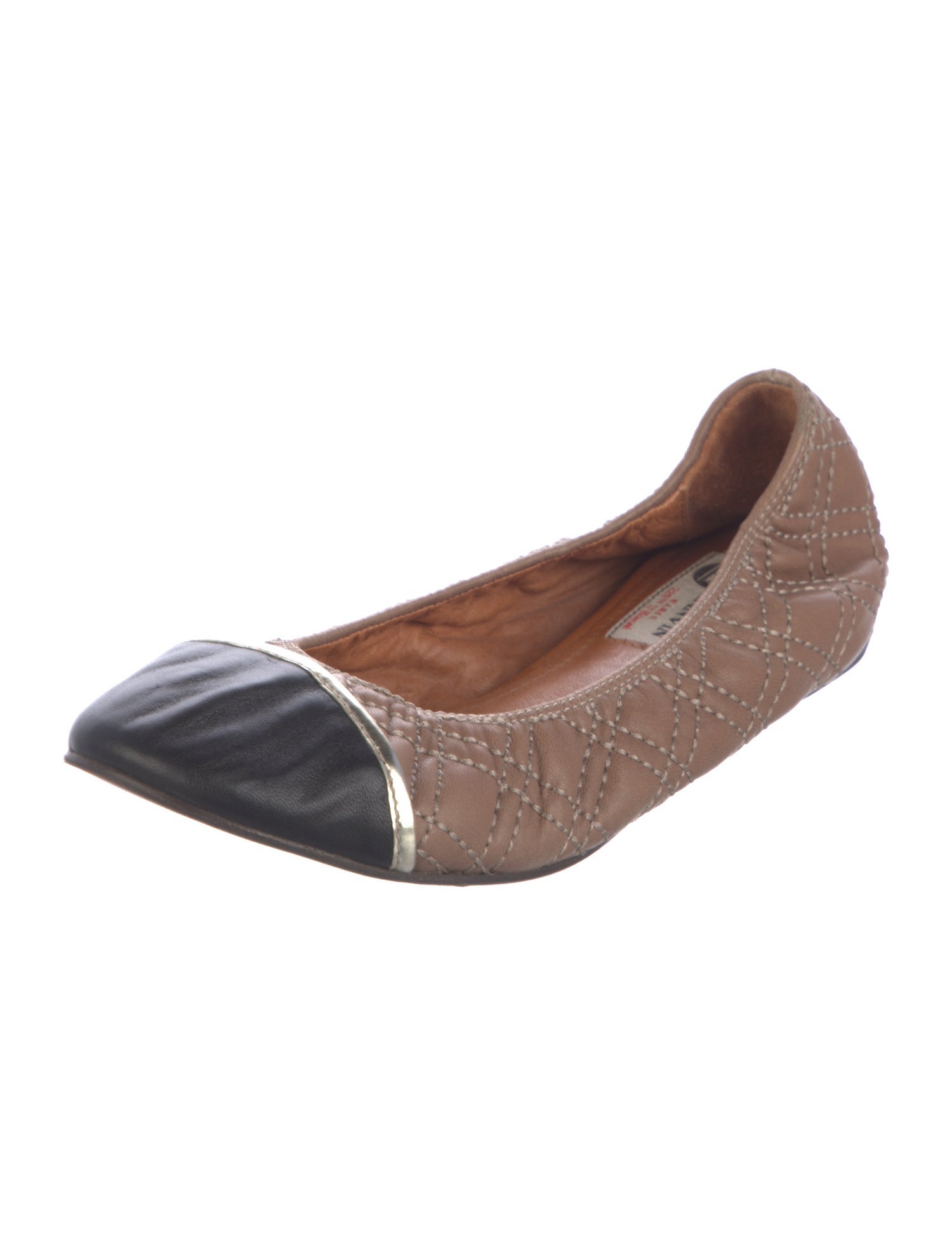 Lanvin Leather Colorblock Pattern Ballet Flats