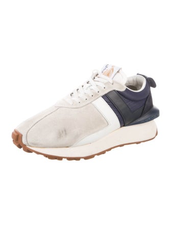 Lanvin Suede Colorblock Pattern Sneakers