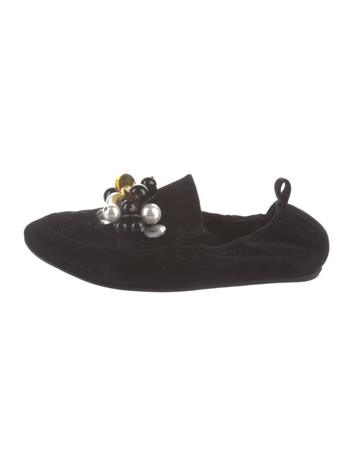 Lanvin Velvet Beaded Accents Ballet Flats