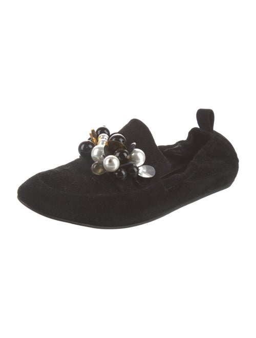 Lanvin Velvet Beaded Accents Ballet Flats