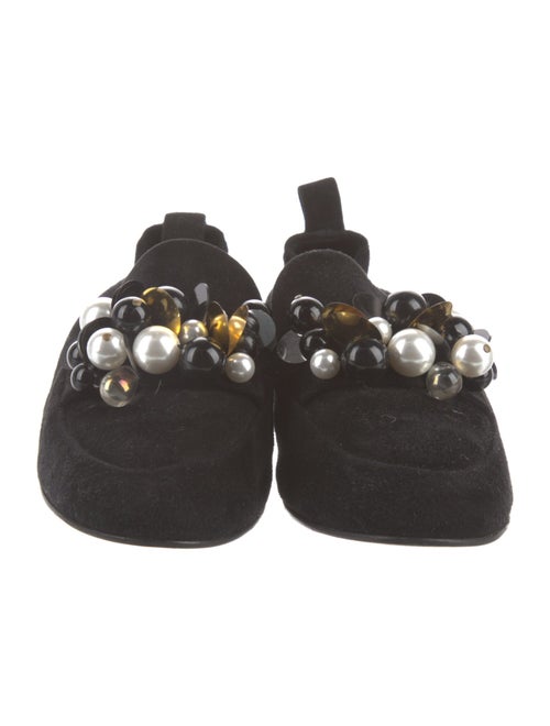 Lanvin Velvet Beaded Accents Ballet Flats