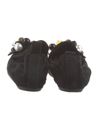 Lanvin Velvet Beaded Accents Ballet Flats