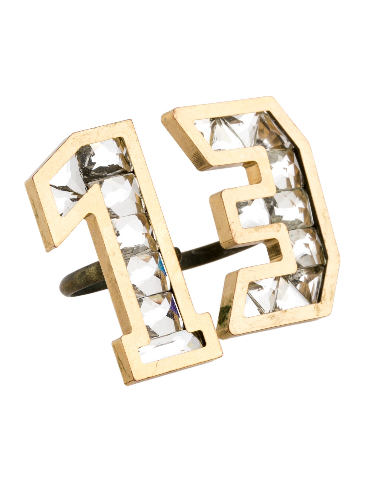 Lanvin Crystal '13' Double Finger Cocktail Ring