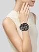 Lanvin Crystal & Leather Flower Wrap Bracelet