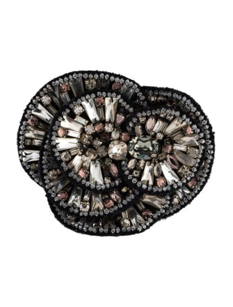 Lanvin Crystal & Leather Flower Wrap Bracelet