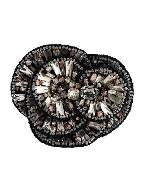 Lanvin Crystal & Leather Flower Wrap Bracelet