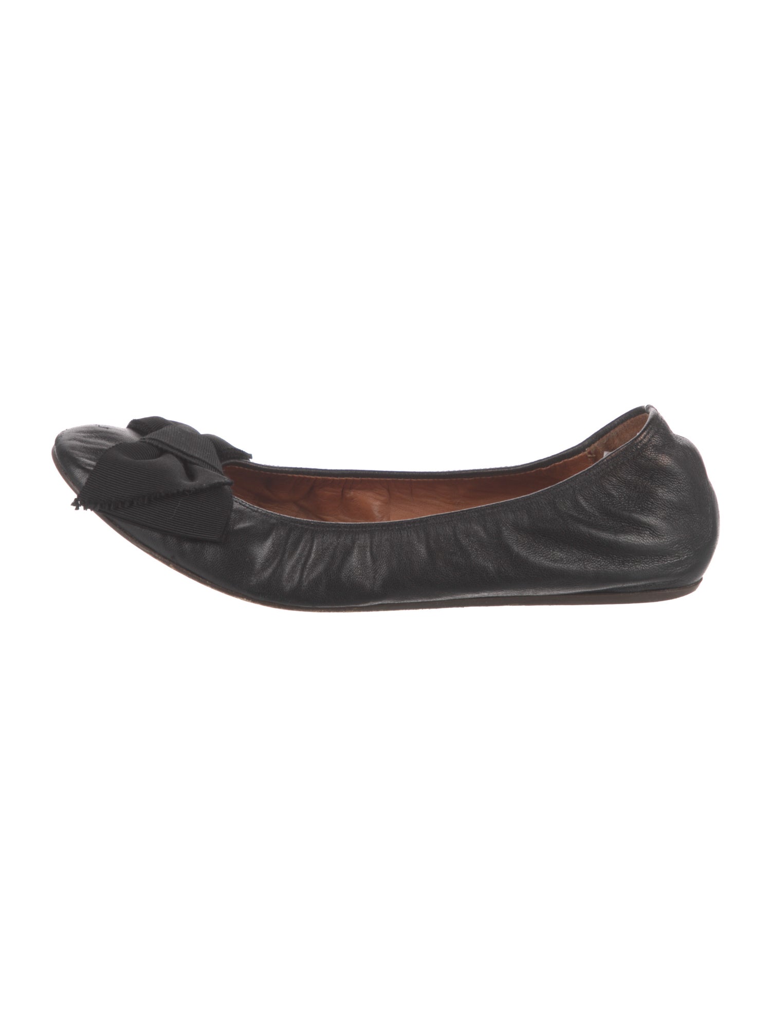 Lanvin Leather Bow Accents Ballet Flats