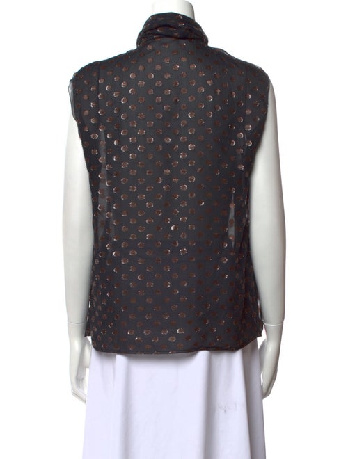 Lanvin Silk Polka Dot Print Button-Up Top