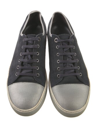 Lanvin Suede Colorblock Pattern Sneakers