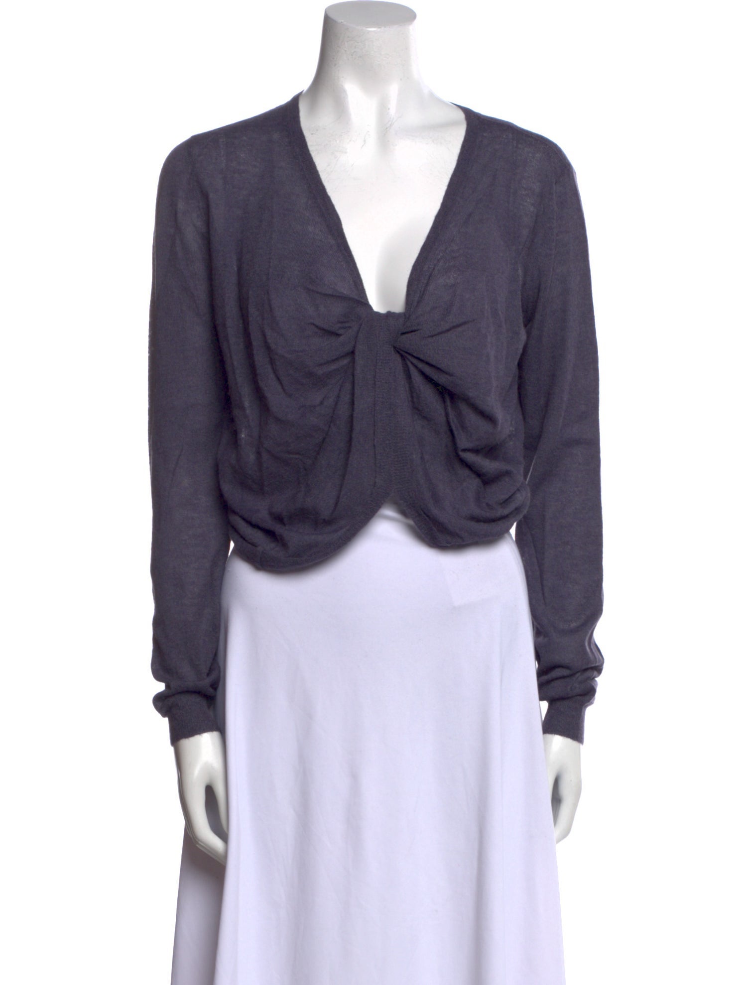 Lanvin V-Neck Long Sleeve Crop Top