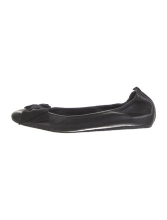 Lanvin Leather Bow Accents Ballet Flats