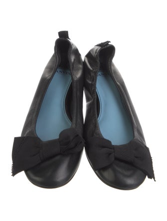 Lanvin Leather Bow Accents Ballet Flats