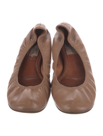 Lanvin Leather Animal Print Ballet Flats