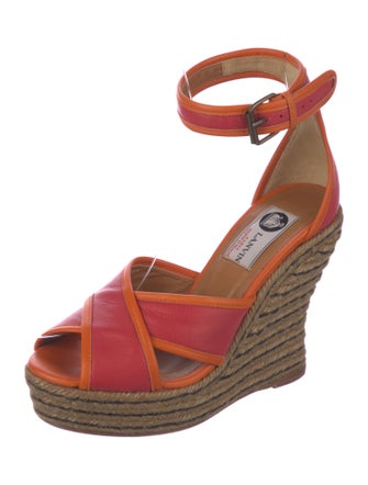 Lanvin Leather Colorblock Pattern Espadrilles