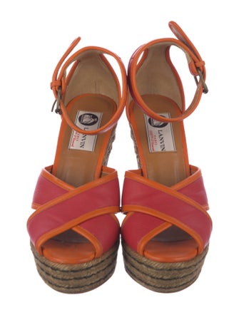 Lanvin Leather Colorblock Pattern Espadrilles