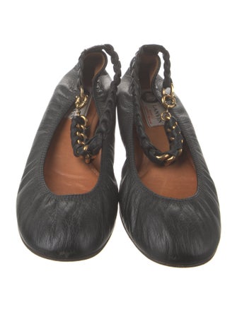 Lanvin Leather Chain-Link Accents Ballet Flats