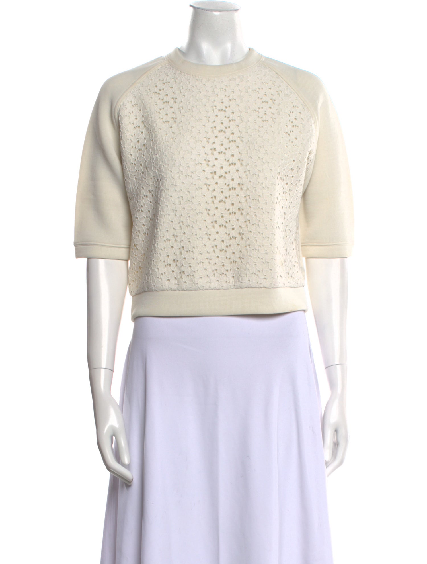 Lanvin Crew Neck Short Sleeve Crop Top