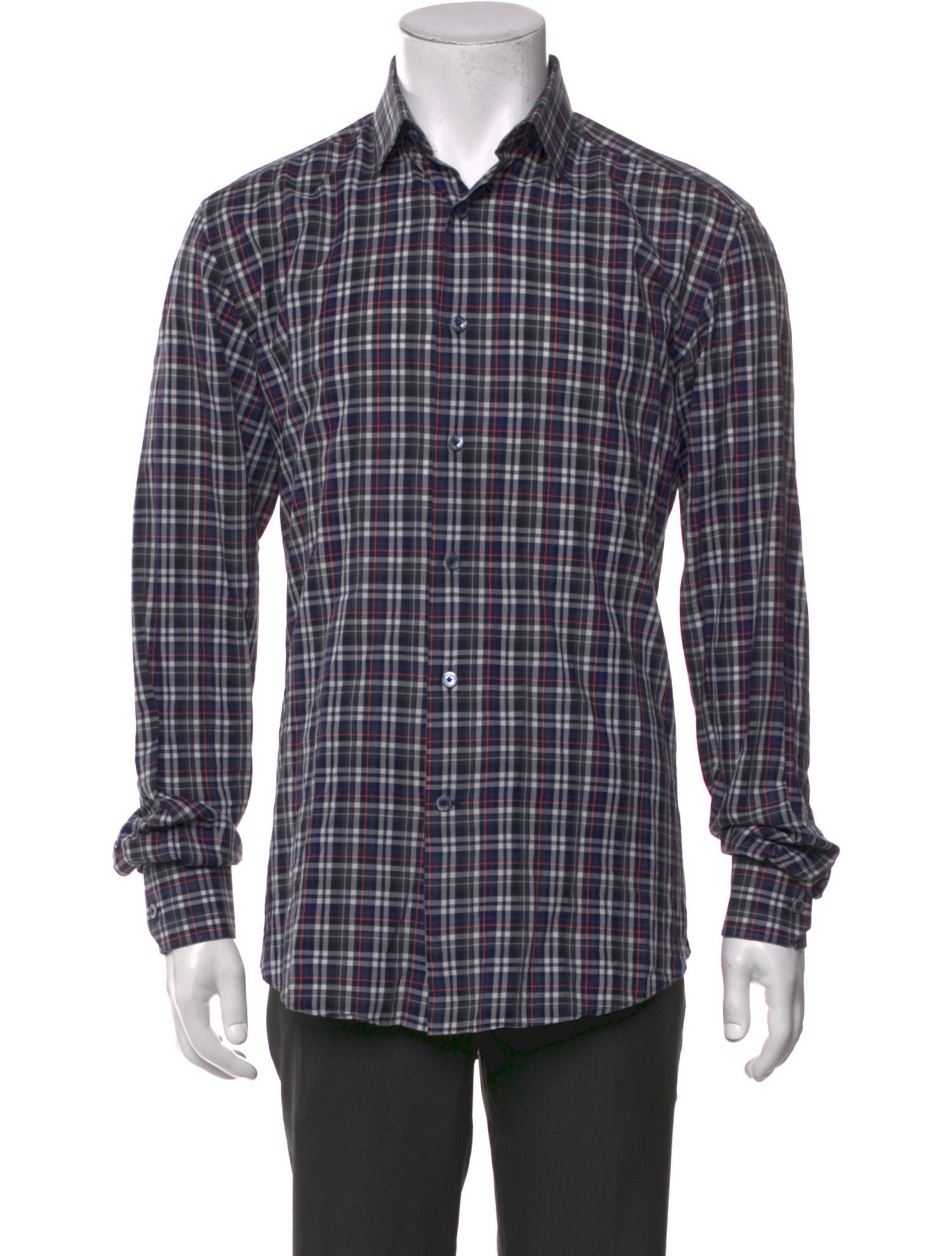 Lanvin Plaid Print Long Sleeve Dress Shirt