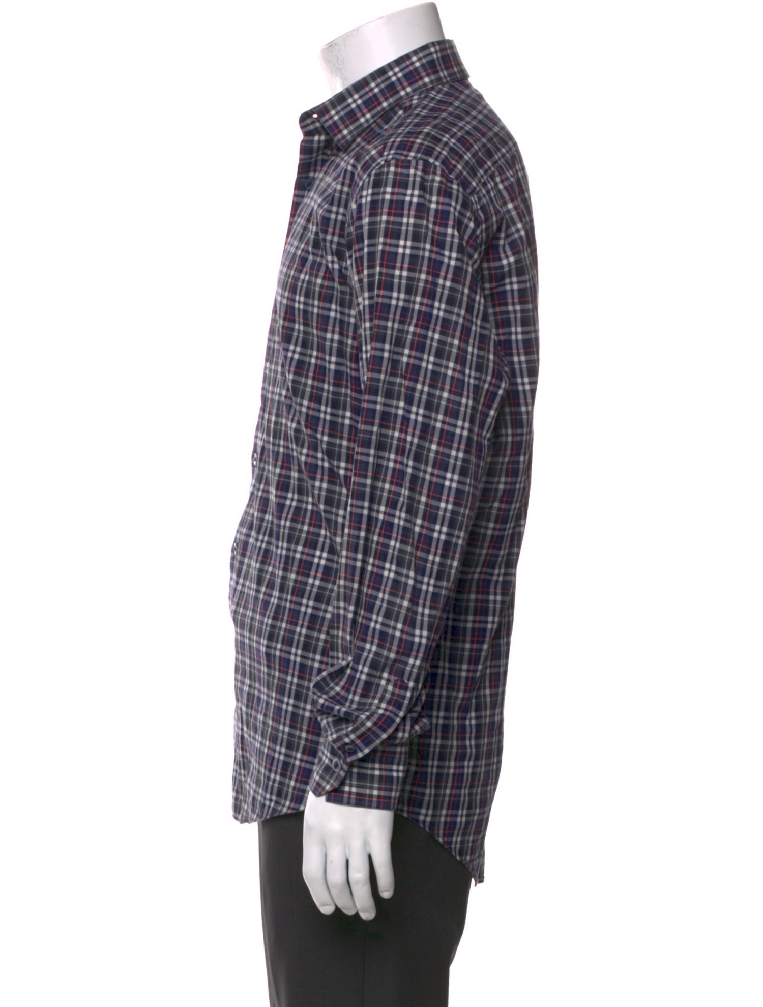 Lanvin Plaid Print Long Sleeve Dress Shirt
