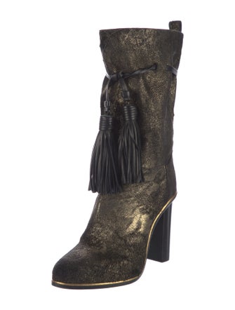 Lanvin Ponyhair Tassel Accents Boots