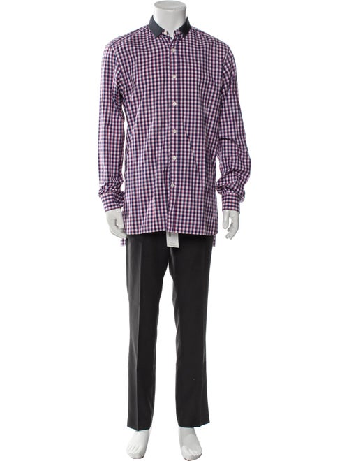 Lanvin Plaid Print Long Sleeve Dress Shirt