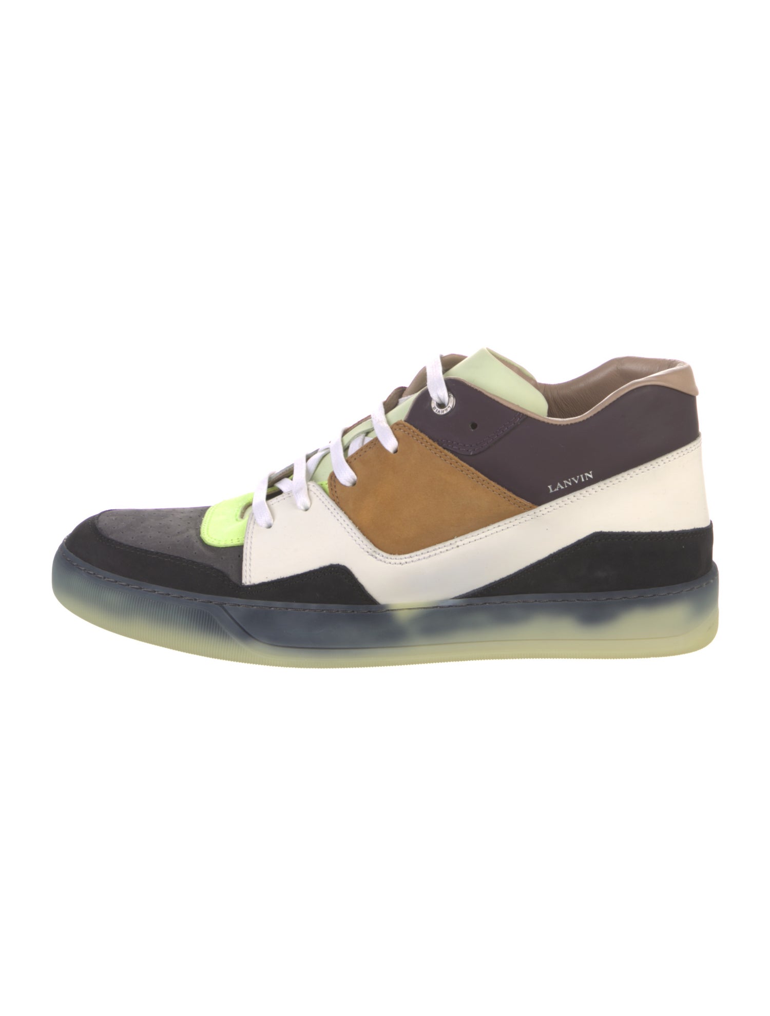 Lanvin Suede Colorblock Pattern Sneakers